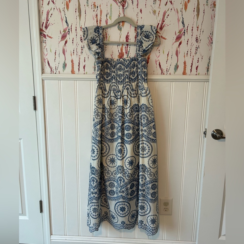 Blue Patterned Midi Dress